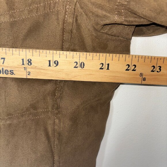 Vintage LL Bean Women's L Faux Suede Quilt Goose Down Parka Coat Sherpa Brown - Picture 11 of 12